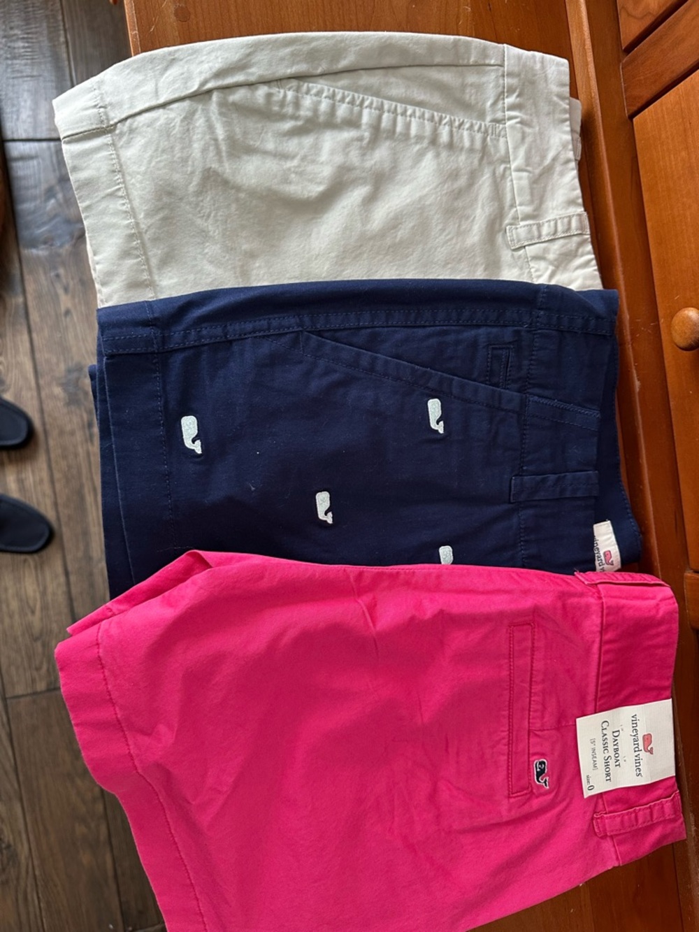 Vineyard Vines Womens Shorts Trio - Hot Pink, Navy Whale Print & Cream